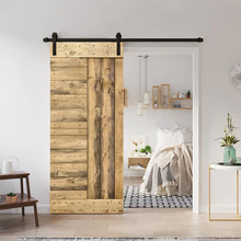 Load image into Gallery viewer, Paneled DIY Knotty Pine Solid Wood Interior Sliding Barn Door with Hardware Kit