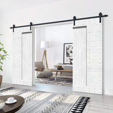 Load image into Gallery viewer, Paneled DIY Knotty Pine Solid Wood Interior Double Sliding Barn Doors with Hardware Kits