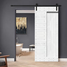 Load image into Gallery viewer, Paneled DIY Knotty Pine Solid Wood Interior Sliding Barn Door with Hardware Kit