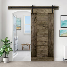 Load image into Gallery viewer, Paneled DIY Knotty Pine Solid Wood Interior Sliding Barn Door with Hardware Kit