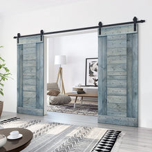 Load image into Gallery viewer, Paneled DIY Knotty Pine Solid Wood Interior Double Sliding Barn Doors with Hardware Kits