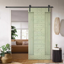 Load image into Gallery viewer, Paneled DIY Knotty Pine Solid Wood Interior Sliding Barn Door with Hardware Kit