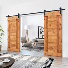 Load image into Gallery viewer, Paneled DIY Knotty Pine Solid Wood Interior Double Sliding Barn Doors with Hardware Kits