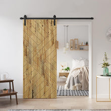 Load image into Gallery viewer, Chevron Arrow Pattern Solid Pine Wood Sliding Barn Door with Hardware Kit