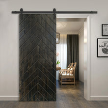 Load image into Gallery viewer, Herringbone Pattern Solid Pine Wood Sliding Barn Door with Hardware Kit