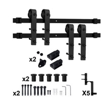 Load image into Gallery viewer, K Bar Bypass Stained Interior Double Sliding Barn Door With Hardware Kit