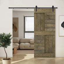 Load image into Gallery viewer, Paneled DIY Knotty Pine Solid Wood Interior Sliding Barn Door with Hardware Kit