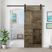 Load image into Gallery viewer, Paneled DIY Knotty Pine Solid Wood Interior Sliding Barn Door with Hardware Kit