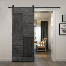 Load image into Gallery viewer, Paneled DIY Knotty Pine Solid Wood Interior Sliding Barn Door with Hardware Kit