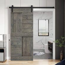 Load image into Gallery viewer, Paneled DIY Knotty Pine Solid Wood Interior Sliding Barn Door with Hardware Kit