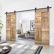 Load image into Gallery viewer, Paneled DIY Knotty Pine Solid Wood Interior Double Sliding Barn Doors with Hardware Kits