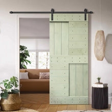 Load image into Gallery viewer, Paneled DIY Knotty Pine Solid Wood Interior Sliding Barn Door with Hardware Kit