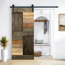Load image into Gallery viewer, Multicolor Paneled DIY Knotty Pine Solid Wood Interior Sliding Barn Door with Hardware Kit