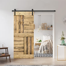 Load image into Gallery viewer, Paneled DIY Knotty Pine Solid Wood Interior Sliding Barn Door with Hardware Kit