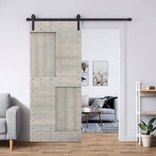 Load image into Gallery viewer, Paneled DIY Knotty Pine Solid Wood Interior Sliding Barn Door with Hardware Kit
