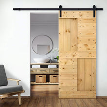 Load image into Gallery viewer, Paneled DIY Knotty Pine Solid Wood Interior Sliding Barn Door with Hardware Kit