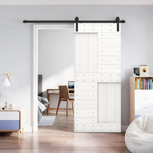 Load image into Gallery viewer, Paneled DIY Knotty Pine Solid Wood Interior Sliding Barn Door with Hardware Kit