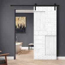 Load image into Gallery viewer, Paneled DIY Knotty Pine Solid Wood Interior Sliding Barn Door with Hardware Kit