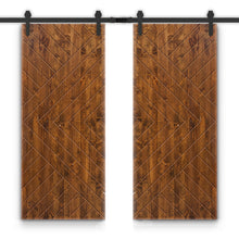 Load image into Gallery viewer, Chevron Arrow Fully Assembled Painted MDF Double Sliding Barn Door With Hardware Kit