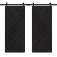 Load image into Gallery viewer, Chevron Arrow Fully Assembled Painted MDF Double Sliding Barn Door With Hardware Kit