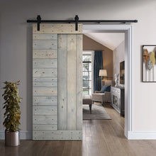 Load image into Gallery viewer, Paneled DIY Knotty Pine Solid Wood Interior Sliding Barn Door with Hardware Kit
