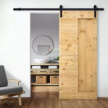 Load image into Gallery viewer, Paneled DIY Knotty Pine Solid Wood Interior Sliding Barn Door with Hardware Kit