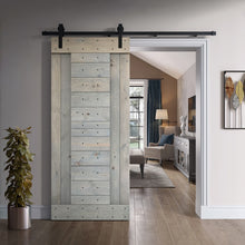 Load image into Gallery viewer, Paneled DIY Knotty Pine Solid Wood Interior Sliding Barn Door with Hardware Kit