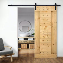 Load image into Gallery viewer, Paneled DIY Knotty Pine Solid Wood Interior Sliding Barn Door with Hardware Kit