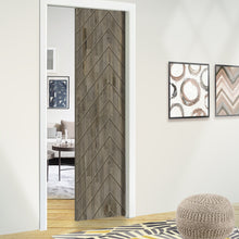 Load image into Gallery viewer, Herringbone Pattern Hollow Core Solid Wood Door Slab for Pocket Door
