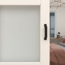Load image into Gallery viewer, 36 in. x 84 in. 3-Lite Frosted Glass Barn Door MDF Frame Sliding Hardware Kit and Door Handle