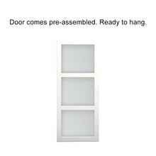 Load image into Gallery viewer, 36 in. x 84 in. 3-Lite Frosted Glass Barn Door MDF Frame Sliding Hardware Kit and Door Handle