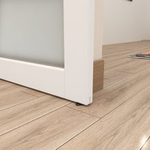 Load image into Gallery viewer, 36 in. x 84 in. 5-Lite Frosted Glass Barn Door MDF Frame Sliding Hardware Kit and Door Handle