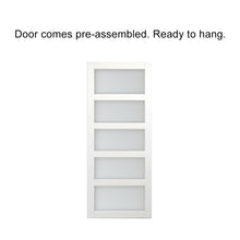 Load image into Gallery viewer, 36 in. x 84 in. 5-Lite Frosted Glass Barn Door MDF Frame Sliding Hardware Kit and Door Handle