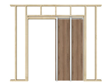 Load image into Gallery viewer, Soft Close and Open 24 in. to 36 in. Aluminum Upright Universal Pocket Door Frame for 2 in. x 4 in. Stud Wall