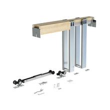 Load image into Gallery viewer, Soft Close and Open 24 in. to 36 in. Aluminum Upright Universal Pocket Door Frame for 2 in. x 4 in. Stud Wall