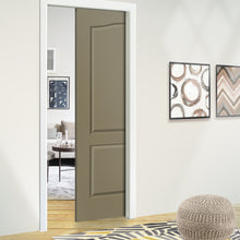 Load image into Gallery viewer, Stained Composite MDF 2 Panel Arch Top Interior Pocket Door