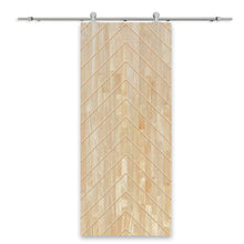Load image into Gallery viewer, Herringbone Pattern Solid Pine Wood Sliding Barn Door with Hardware Kit