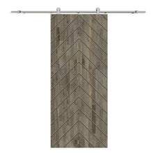 Load image into Gallery viewer, Herringbone Pattern Solid Pine Wood Sliding Barn Door with Hardware Kit