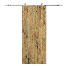 Load image into Gallery viewer, Herringbone Pattern Solid Pine Wood Sliding Barn Door with Hardware Kit