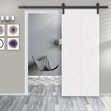 Load image into Gallery viewer, Diamond Fully Assembled Stained MDF Modern Sliding Barn Door with Hardware Kit