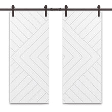 Load image into Gallery viewer, Chevron Arrow Fully Assembled Painted MDF Double Sliding Barn Door With Hardware Kit