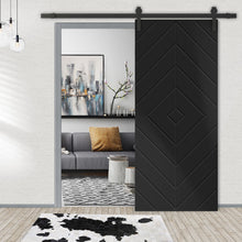 Load image into Gallery viewer, Diamond Fully Assembled Stained MDF Modern Sliding Barn Door with Hardware Kit