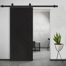 Load image into Gallery viewer, Herringbone Fully Assembled Stained MDF Modern Sliding Barn Door with Hardware Kit