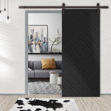 Load image into Gallery viewer, Diamond Fully Assembled Stained MDF Modern Sliding Barn Door with Hardware Kit
