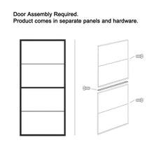 Load image into Gallery viewer, 84 in. x 36 in. 4-Lite Tempered Glass Barn Door Steel Frame Sliding Hardware Kit and Door Handle