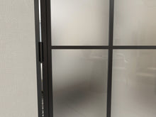 Load image into Gallery viewer, 36 in. x 84 in. Right-Hand 6 Lite Frost Glass Black Steel Single Prehung Interior Door with Door Handle