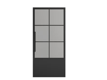 Load image into Gallery viewer, 36 in. x 84 in. Right-Hand 6 Lite Frost Glass Black Steel Single Prehung Interior Door with Door Handle