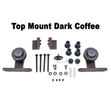 Load image into Gallery viewer, Composite MDF 2 Panel Round Top Interior Sliding Barn Door with Hardware Kit