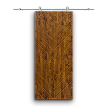 Load image into Gallery viewer, Herringbone Pattern Solid Pine Wood Sliding Barn Door with Hardware Kit