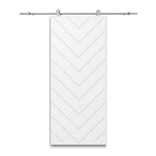 Load image into Gallery viewer, Herringbone Fully Assembled Stained MDF Modern Sliding Barn Door with Hardware Kit